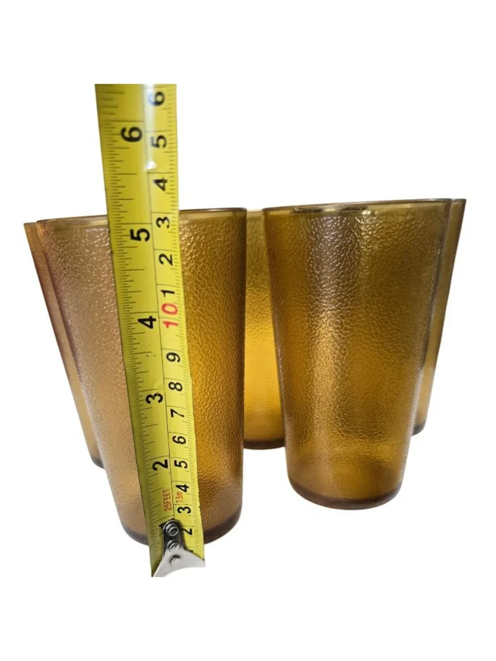 Vintage Amber Texan Ware Plastic Tumbler Juice Water Cup #312 Set of (5) Retro